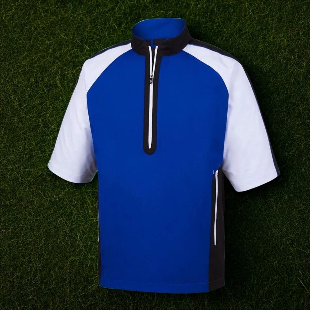 FootJoy FJ Sport Short Sleeve Golf Windshirt Windbreaker Blue Black White L NWOT